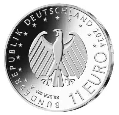 DERNIÈRE Pièce d'argent UEFA EURO FOOTBALL 11 euros Allemagne 2024