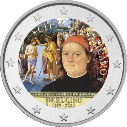 Pièce de 2 euros colorée, Vatican, 2023, 500e anniversaire de la mort de Pietro Perugino