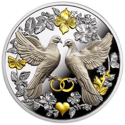 Les Colombes de l'Amour, Pièce de 1/2 oz en argent pur 999, Cameroun 2025