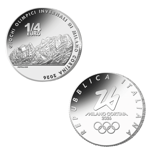 1/4 Euro MILANO-CORTINA 2026 Argent 999 Jeux Olympiques Italie 2025