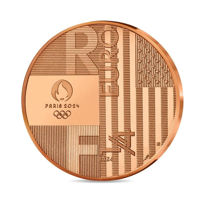 Pièce de 1/4 € en cuivre. Livraison à Paris en 2024 et à Los Angeles, France, en 2024.