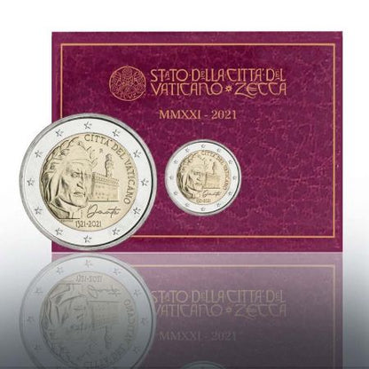 2 euros, 700 ans après la mort de Dante Alighieri, Vatican 2021