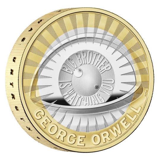 Pièce de 2 £ en argent pur George Orwell, Royaume-Uni, 2025