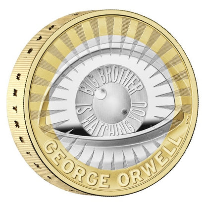Pièce de 2 £ en argent George Orwell, qualité Belle Épreuve, Piedfort, 2 plis, Royaume-Uni, 2025