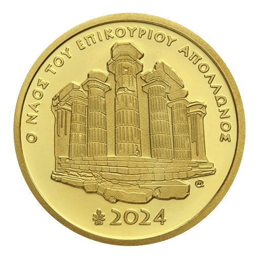 Pièce de collection en or 50 euros 24 carats – Patrimoine culturel, Délos, Grèce 2023
