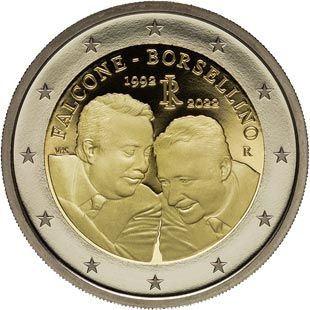 2 €, 30e anniversaire du décès des juges G. Falcone et P. Borsellino, Italie, 2022