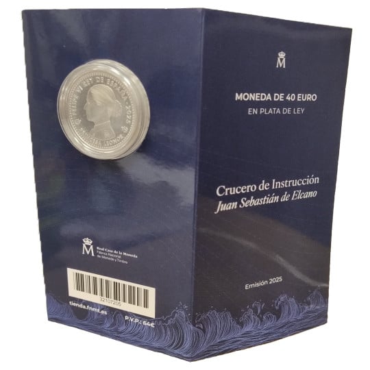Pièce de collection en argent 40 € Navire Juan Sebastian Elcano Blister Espagne 2025