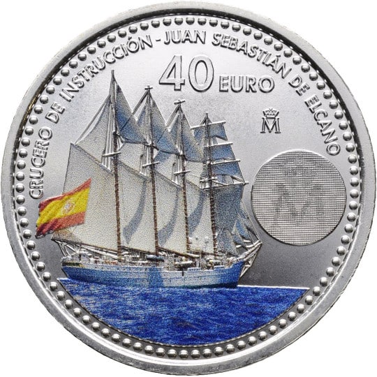 Pièce de collection en argent 40 € Navire Juan Sebastian Elcano Blister Espagne 2025