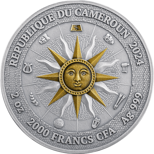 Pièce Calliope en argent 999, 2 oz, 9 Muses, Cameroun 2024