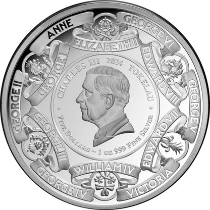 Monarques de Grande-Bretagne 1 oz Argent 999 Proof 2024