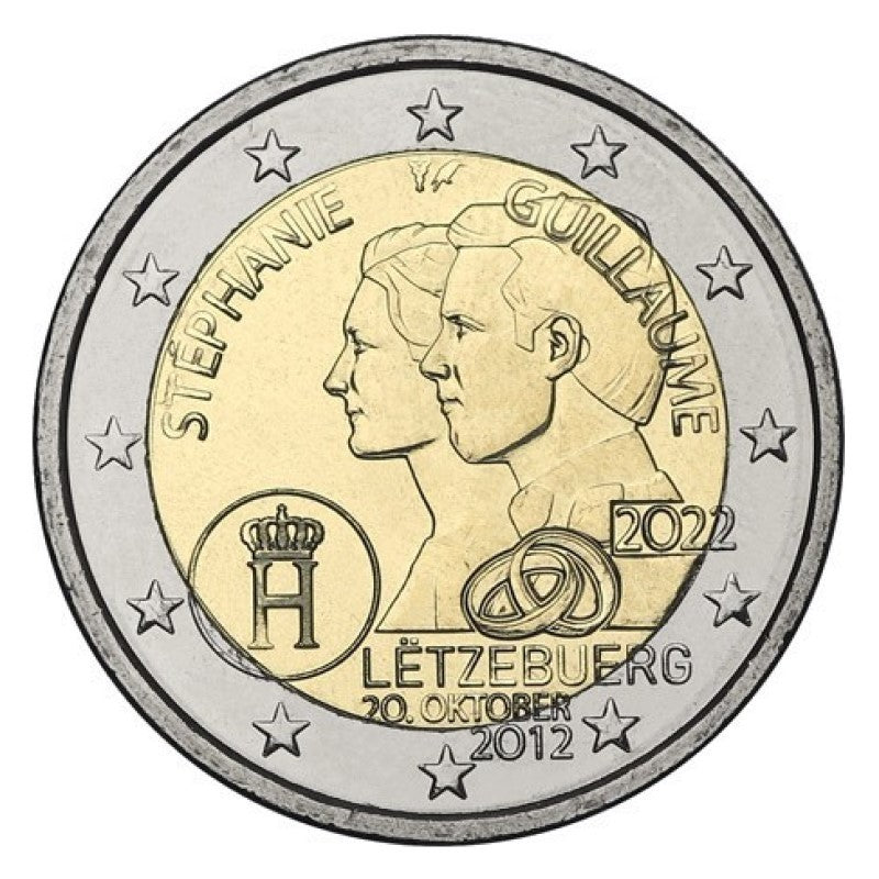 2€, Mariage du duc William et de la duchesse Stéphanie, Luxembourg, 2022