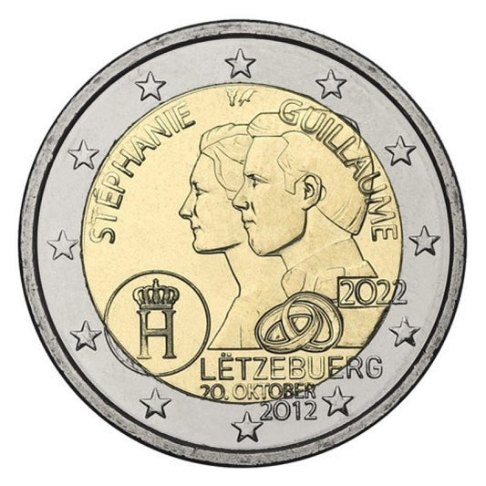 2€, Mariage du duc William et de la duchesse Stéphanie, Luxembourg, 2022