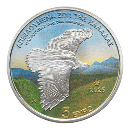 Pièce de collection en argent de 5 € Le vautour noir (Aegypius monachus), qualité Belle Épreuve, millésime 2025