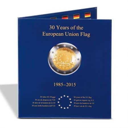 Album de collection pour 23 pièces commémoratives européennes de 2 euros – « 30 ans du drapeau de l’UE »
