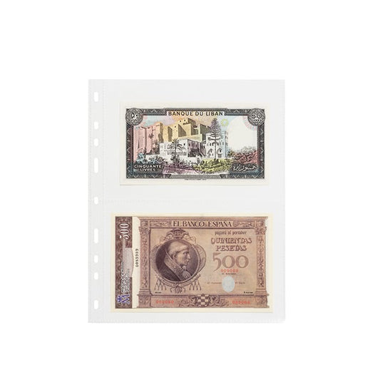 Pages transparentes pour album de billets Optima – 50 pièces – 2 positions