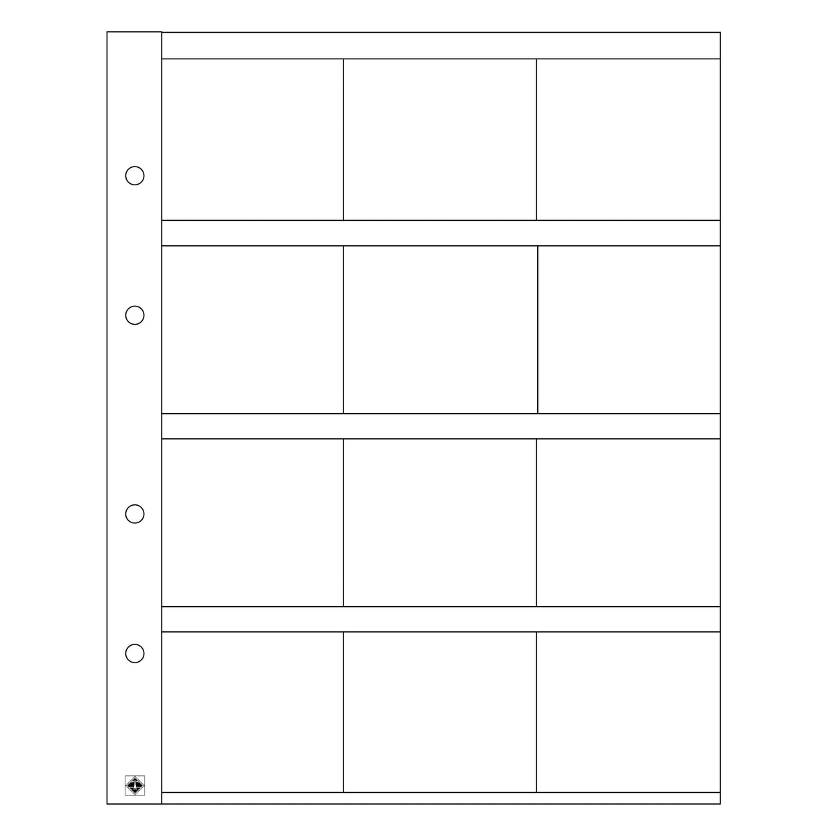 Pages transparentes pour album à pièces Optima (12 compartiments) - 5 pièces