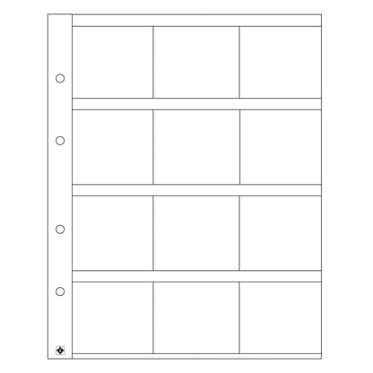 Pages transparentes pour album à pièces Optima (12 compartiments) - 5 pièces