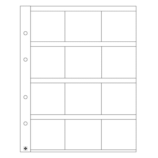 Pages transparentes pour album à pièces Optima (12 compartiments) - 5 pièces