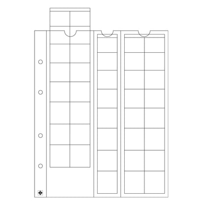 Pages transparentes pour album de pièces Optima – 5 pièces – diamètre jusqu'à 26 mm