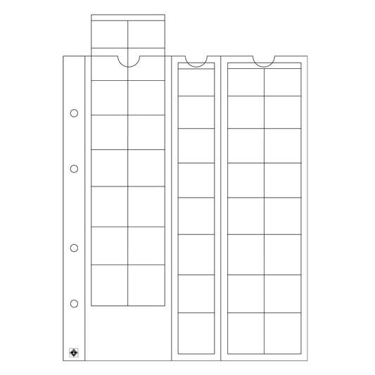 Pages transparentes pour album de pièces Optima – 5 pièces – diamètre jusqu'à 26 mm