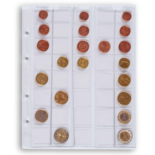 Pages transparentes pour album de pièces Optima – 5 pièces – diamètre jusqu'à 26 mm