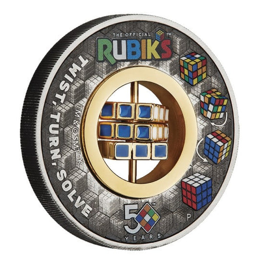 Pièce de collection Rubik's Cube en argent antique de 2 oz, Tuvalu 2024
