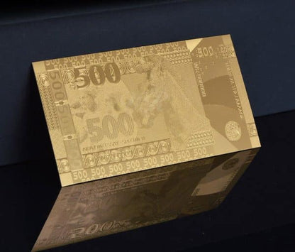 Grèce, 500 drachmes, billet de banque, feuille d'or 24 carats
