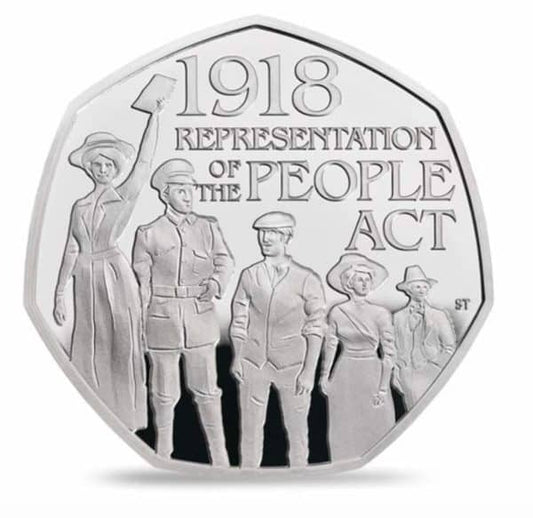 Pièce de 50 pence en argent « 100 ans du suffrage » – Royaume-Uni 2018