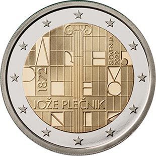 2 €, 150e anniversaire de la naissance de l'architecte Jože Plešnik, Slovénie, 2022