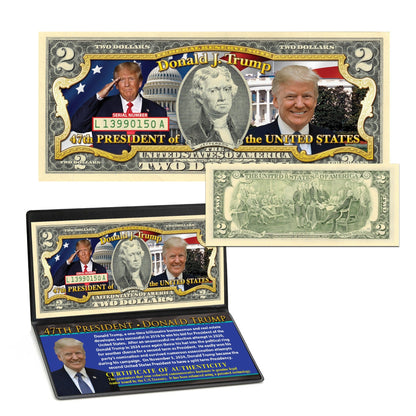 Ensemble de 2 billets de 2 $ du président Trump, États-Unis, 2025