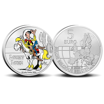 Belgique 5 euros Lucky Luke coloré CU/NI B.U. 2024